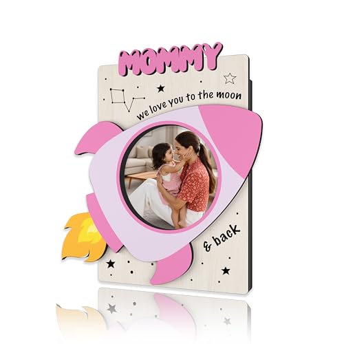 Mommy Wooden Fridge Photo Frame Magnet - Love You To The Moon & Back Gift