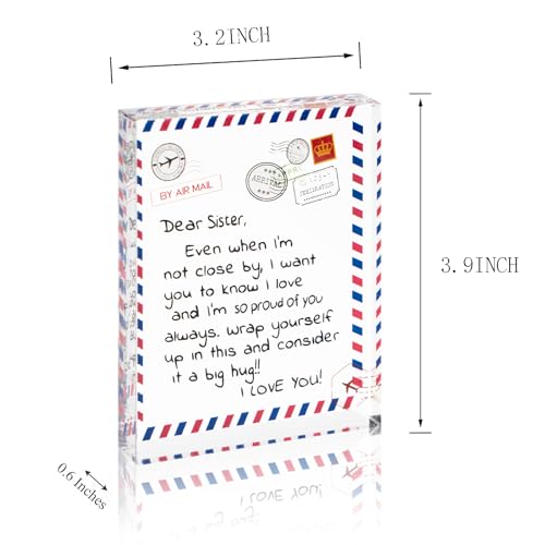 Poitvd Acr-sister Sister Gifts Acrylic Block Engraved Keepsake from Sister, Mother's Day & Christmas Gift (3.9 x 3.2 inches)