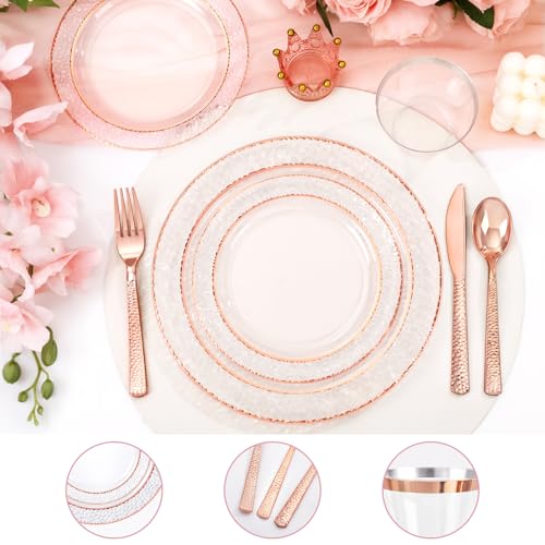 Ciaell 150PCS Rose Gold Disposable Plate Set with Cutlery - Wedding & Party Supplies