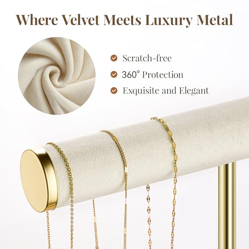 Beige Jewelry Organizer Stand for Necklaces, Bracelets, Earrings & Rings - Large, Bussdis