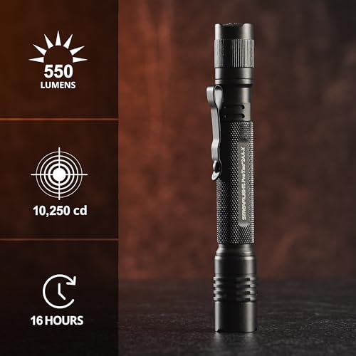 LED Tactical Flashlight with Batteries - 270 Lumens, Black, Compact