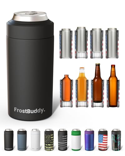 Frost Buddy Universal Can Cooler Matte Black - Insulated Drink Holder for 12-16 oz Cans