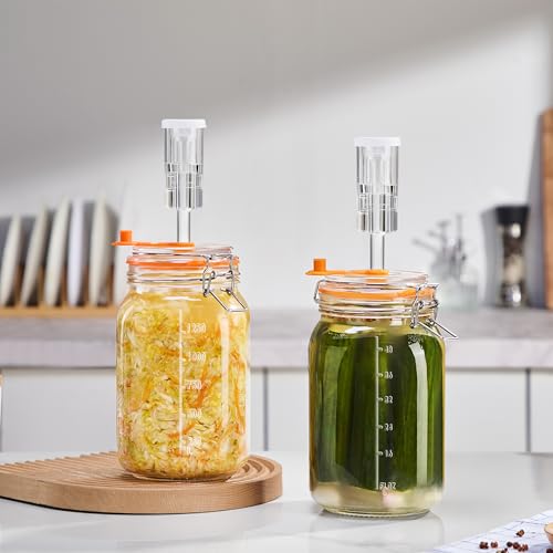 JILLMO 1.5L Wide Mouth Glass Fermentation Jar with Airlock & Weights - 2 Pack