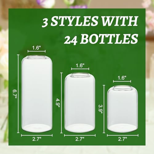 Clear Glass Bud Vases Set of 24 | Small Flower Vases for Centerpieces & Decor - Variation of THIS listing