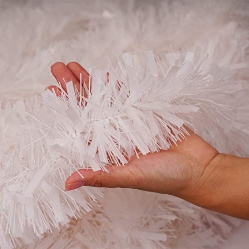 CCINEE 33FT Christmas Tinsel Garland,White Metallic Garland for Christmas Tree Party Indoor Outdoor Decoration