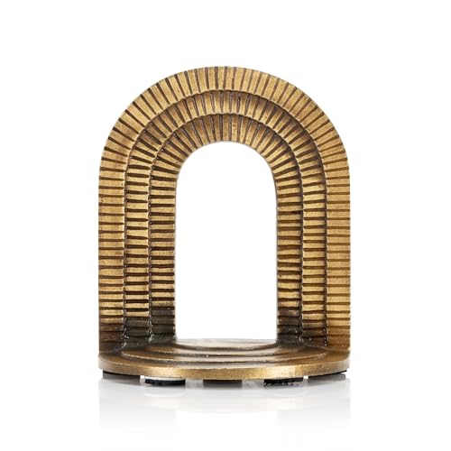 Cast Iron Brick Arch Bookends Set - Antique Brass Decor for Shelves