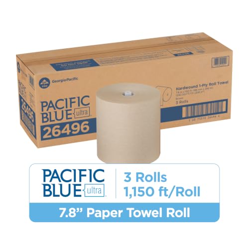 High-Capacity Recycled Paper Towels Rolls for Dispensers - Brown, 150 Feet, 3 Rolls
