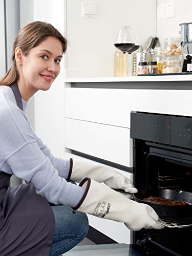 Liquid Silicone Oven Mitts - Extra Long White Heat Resistant Kitchen Gloves