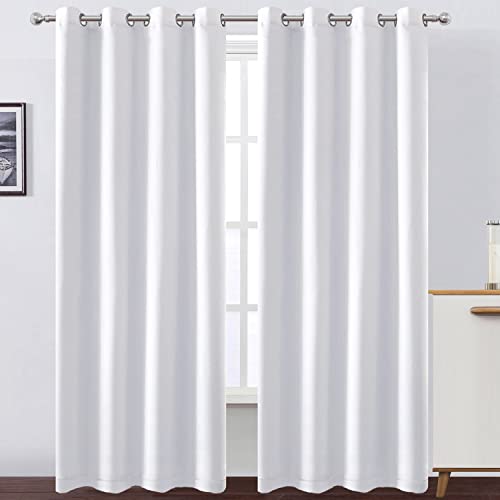 LEMOMO White Blackout Curtains Set of 2 - 52 x 84 Inches Thermal Insulated Room Darkening for Nursery & Bedroom