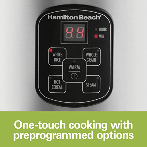 Black Stainless Steel 8-Cup Programmable Rice Cooker & Food Steamer with Rinse Basket