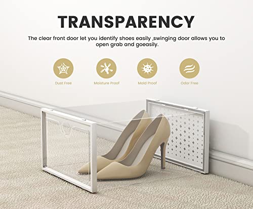 Pinkpum XXL 12 Pack Clear Stackable Shoe Storage Boxes - Large Capacity, Breathable, Easy Assembly