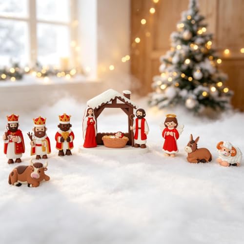Nativity Scene Set 11 Mini Figurines Holy Family Christmas Display