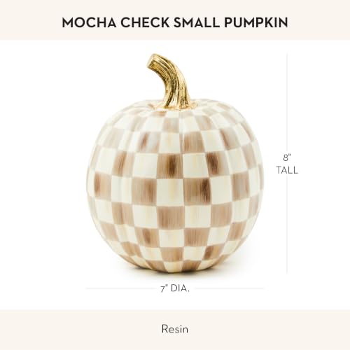 MACKENZIE-CHILDS Resin Pumpkin, Small, Brown-and-White Mocha Check
