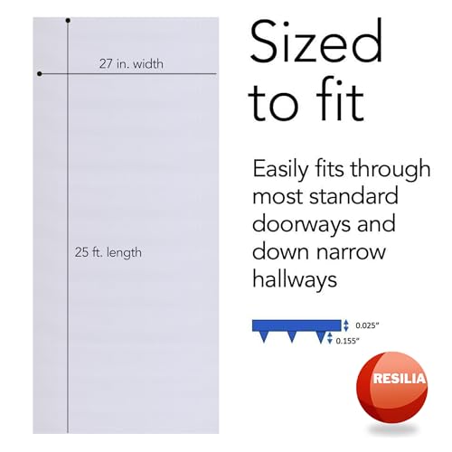 Resilia 2'3" x 25' Low-Pile Carpet Runner Non Slip Vinyl Floor Protector - Washable, Made in USA