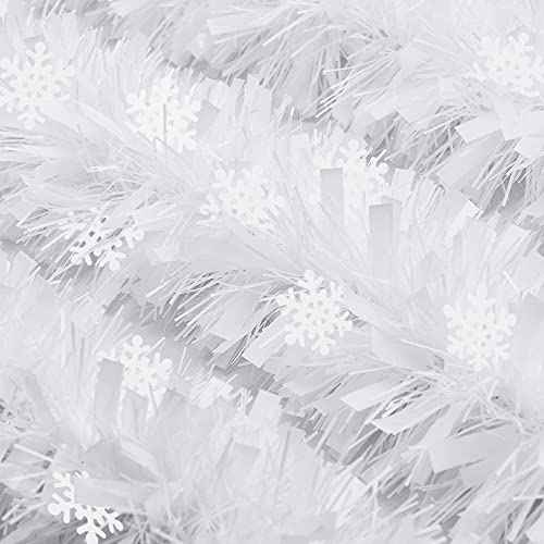 DIYDEC 5pcs 33ft Christmas Tinsel Garlands,Xmas White Glittering Hanging Tinsel Garland Metallic for Christmas Party Decoration
