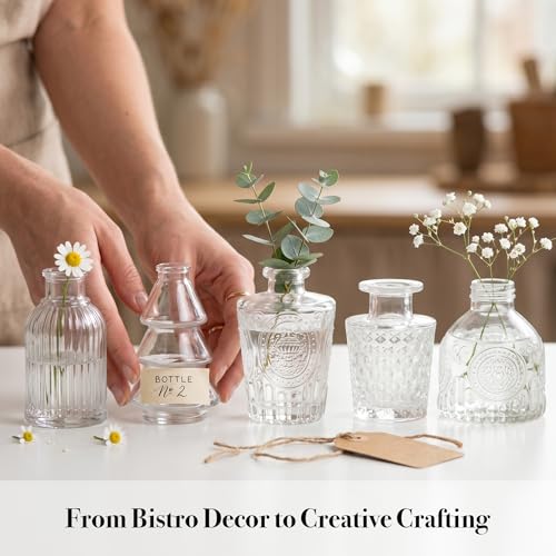 32 Pcs Clear Glass Bud Vases Set - Vintage Mini Flower Vases for Weddings & Events - Variation 32