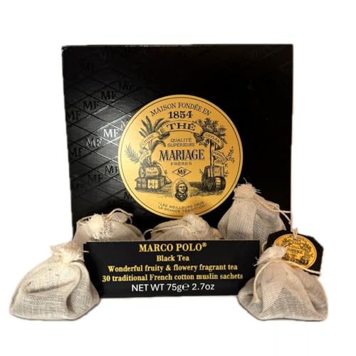 Mariage Frères Marco Polo Black Tea Sachets - 30 Fragrant Muslin Tea Bags