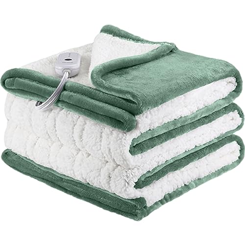 Heated Blanket Twin Size - 62"x84" Twin Size Electric Blanket with 5 Heating Levels & 10 Hours Auto Off, Fast Heating Blanket with ETL & FCC Certification for Bedroom Office Couch, Hunter Green