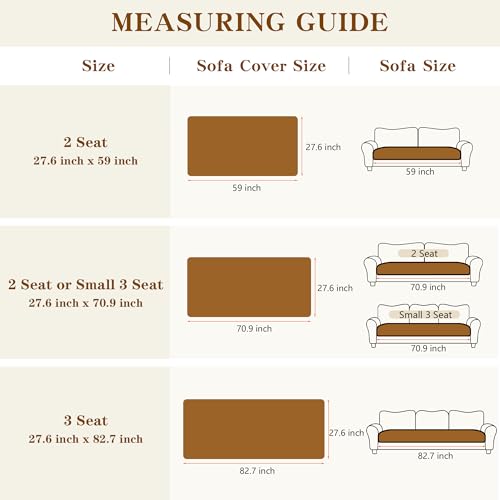 Non-Slip Sofa Cover for 3 Cushion Couch - Oatmeal, 27.6 x 70.9 Inches - MYSKY HOME
