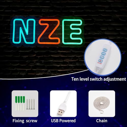 Kunzg N.Z.E Neon Signs Wall Decor for Bedroom & Business LED Lights