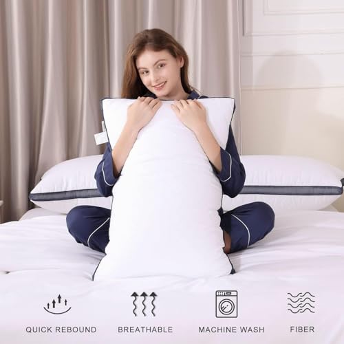Standard Size Pillow Set of 4 - Microfiber Luxury Hotel Pillows - Medium Firm Support