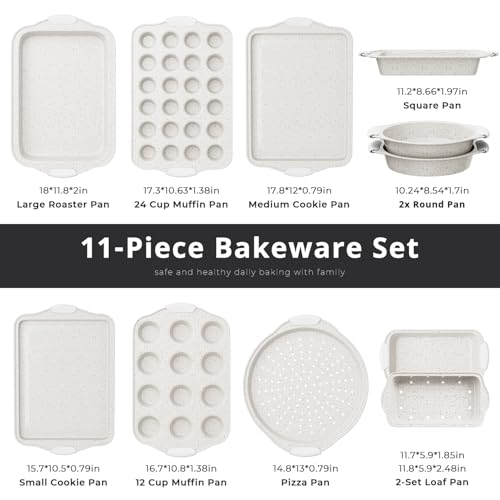 White 11-Piece Nonstick Stackable Bakeware Set - Versatile Baking Pans
