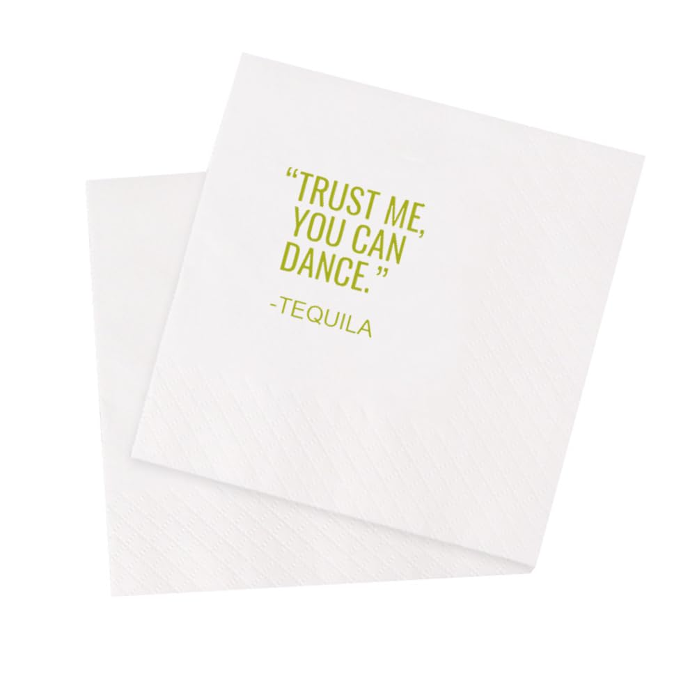 VOWFOO Funny Cocktail Napkins 100Pcs Trust Me You Can Dance Tequila Paper Disposable Party Napkins For Bachelorette Bridal Shower Birthday New Year's Eve Girls' Night Party 5 x 5 2-ply (Tequila)
