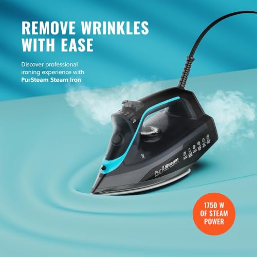PurSteam SteamBurst+ 2.0 Steam Iron with Ceramic Soleplate & Self-Cleaning