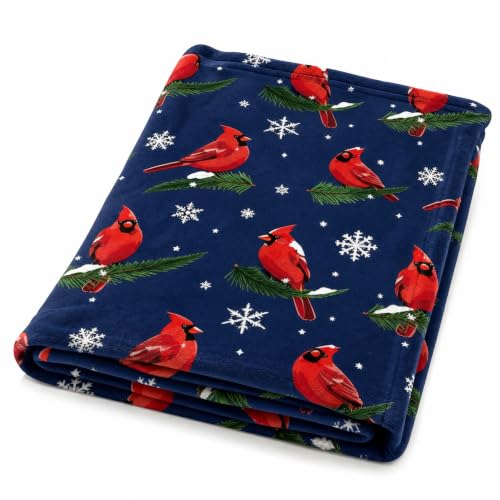 40x60 inch Cardinal Throw Blanket - Christmas Winter Home Decor Gift for Women