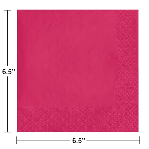 Creative Converting Hot Magenta 50 Count 2-Ply Lunch Napkins - 12.88" x 12.88"
