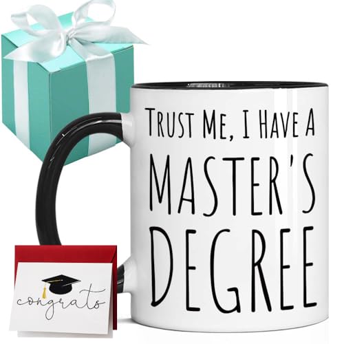 Gououoii Trust Me I Have Masters Degree 11oz Mug – Black4 Graduation Gift for Son Daughter Friends