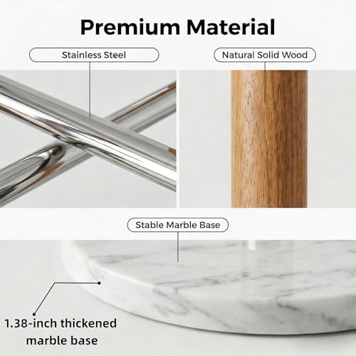 Freestanding Wooden & Stainless Steel Pool Towel Rack - Modern Design, Stable Base, Versatile Placement — Wooden Towel Rack Stainless Steel