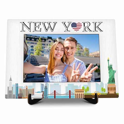 New York Picture Frame, Travel Photo Frame Gifts for Women Men Friends Couples, NY Souvenirs for Wedding Engaged Honeymoon, New York Vacation Picture Frames Favors -39