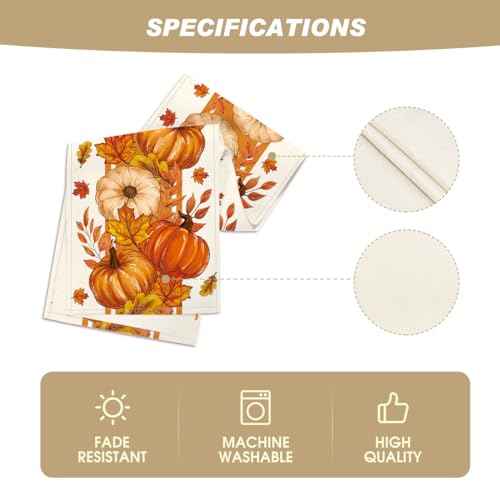 Artoid Mode Orange Pumpkin Maple Leaf Stripes Fall Table Runner, Seasonal Autumn Kitchen Dining Table Decoration for Home Party Decor 13x72 Inch