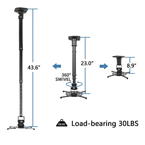 DYNAVISTA Extendable Black Full Motion Projector Ceiling Mount Bracket