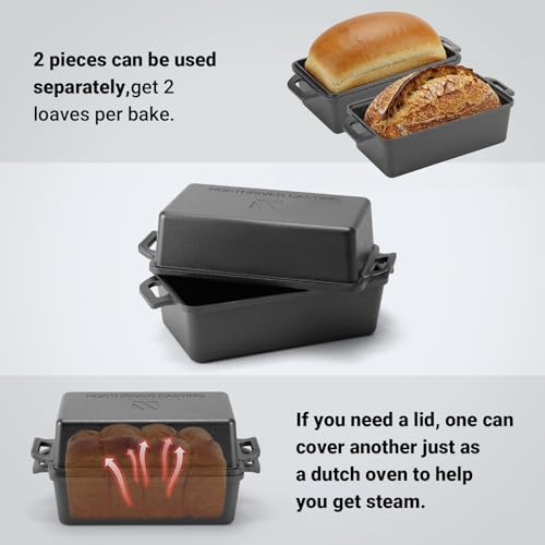 Cast Iron Loaf Pan with Lid 9x5 Inch Bread Baking Pan Set for Sourdough Cake Meatloaf