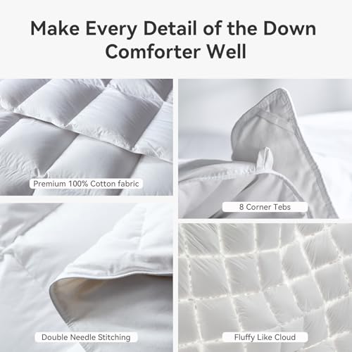 Queen All-Season Goose Feather Down Comforter - Luxury Hotel-Grade Bedding