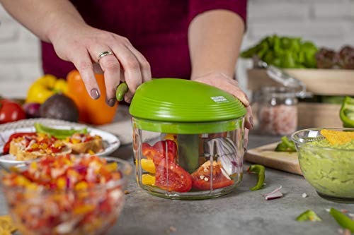 Vegetable Chopper with Stainless Steel Blades - 3-Cup Pull Chop, Food & Fruit Cutter, Non-Slip Base