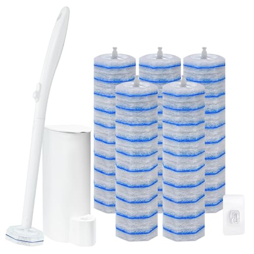 Liminfeit Disposable Toilet Brush & Holder Set with 50 Refills - 1 Pack