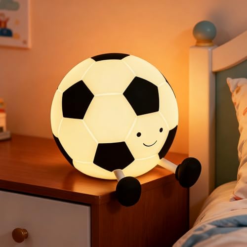 Soccer Silicone Night Light, Rechargeable Dimmable and Soft Touch Soccer Lamp with Timer, Nursery Room Decor and Gifts for Kids