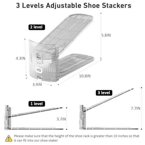 36-Pack Clear Shoe Slot Organizer Shoe Stacker Space Saver Adjustable Shoe Storage