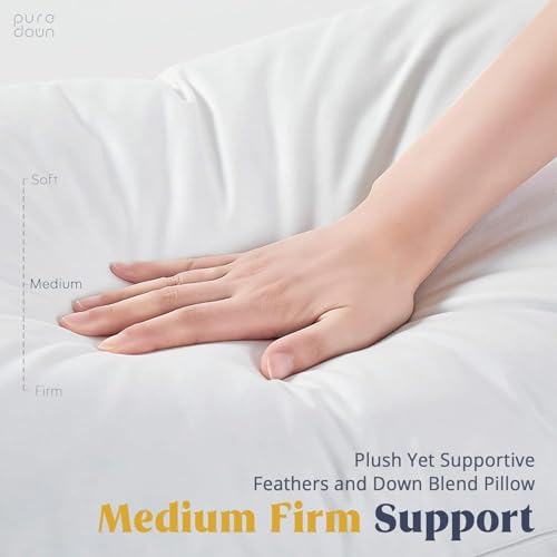King Size Goose Feather & Down Pillow with Cotton Cover - 1 Pack, Classic White