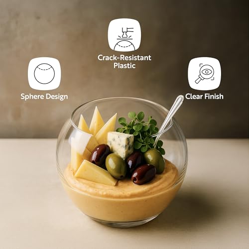 Disposable Clear Plastic Appetizer Bowls - 4 oz Sphere Cups, Pack of 100