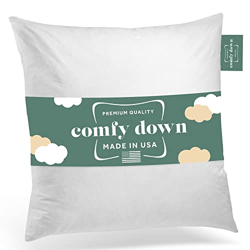 ComfyDown 22x22 Throw Pillow Insert, Down & Feather Fill, 100% Cotton