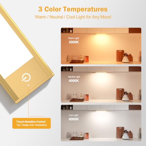 Gold Rechargeable Motion Sensor Cabinet Light - 9in Dimmable 4-Pack