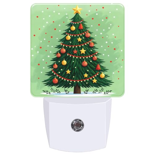 BouitoCD Christmas Tree Night Light Plug-In with Dusk-to-Dawn Sensor, Warm LED 0.5W