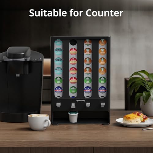 Coffee Pod Dispenser Stand for 28 K Cups - Black Vending-Style Organizer