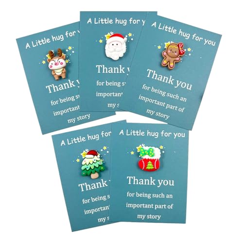 Set of 5 Christmas Pockets Hugs Gifts Bulk Mini Xmas Resin with