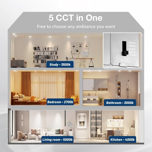White 4 Inch LED Recessed Light with Junction Box, 5CCT, 800LM, 11W