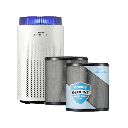 Coway Airmega 50 Air Purifier Bundle with 16-Month Filter Supply - VALUE-PACK, True HEPA, Smoke & Allergies, Auto Mode, White